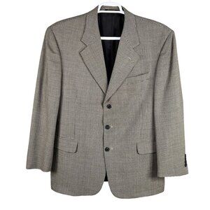 Gianfranco Ruffin Italy Mens 44R Wool Olive Green Houndstooth Blazer Timeless